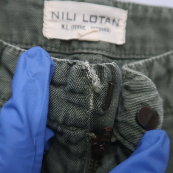 Nili Lotan Luna Linen Blend Pants Size 6 Drop Crotch Baggy Trousers Green - Picture 7 of 13